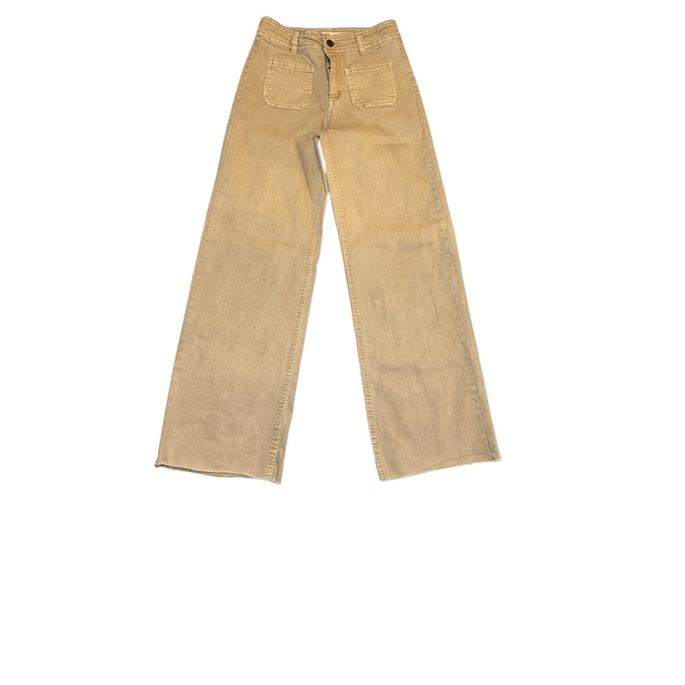 OAT New York Woman’s High Waist Wide Leg Jeans Palazzo in Cream Size 26